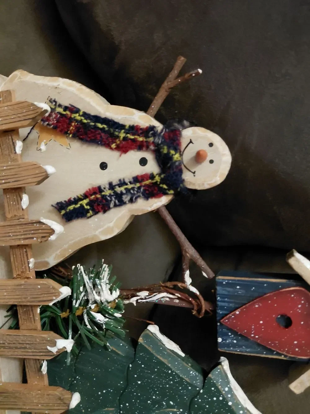 Handmade Wood Snowman & Tree Seasonal Decor. 9